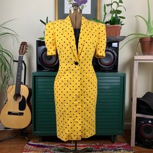 Leslie Fay Polka Dot Button Up wPuff Sleeves VTG 4